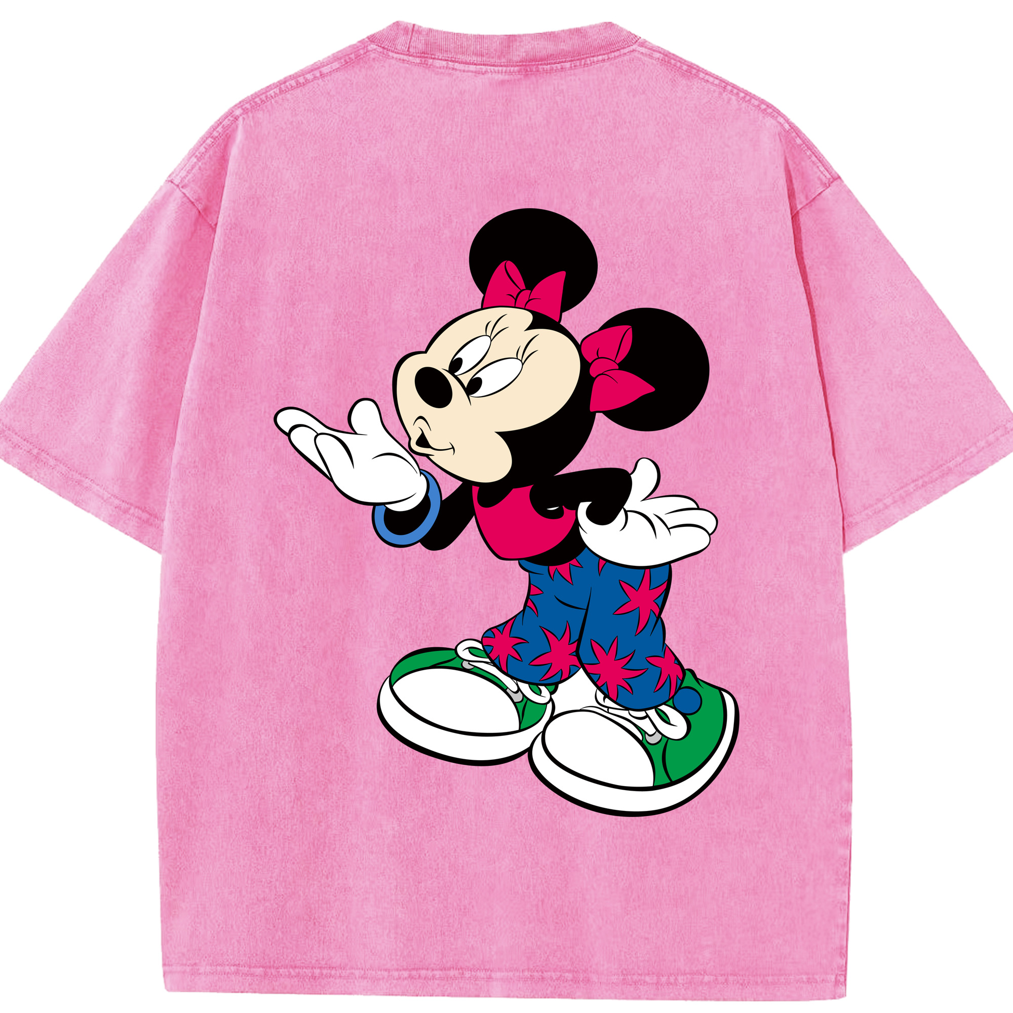 （画像用） ミッキーマウス Mickey Mouse 綿100% ヴィンテージ風 半袖Tシャツ（背面プリント）